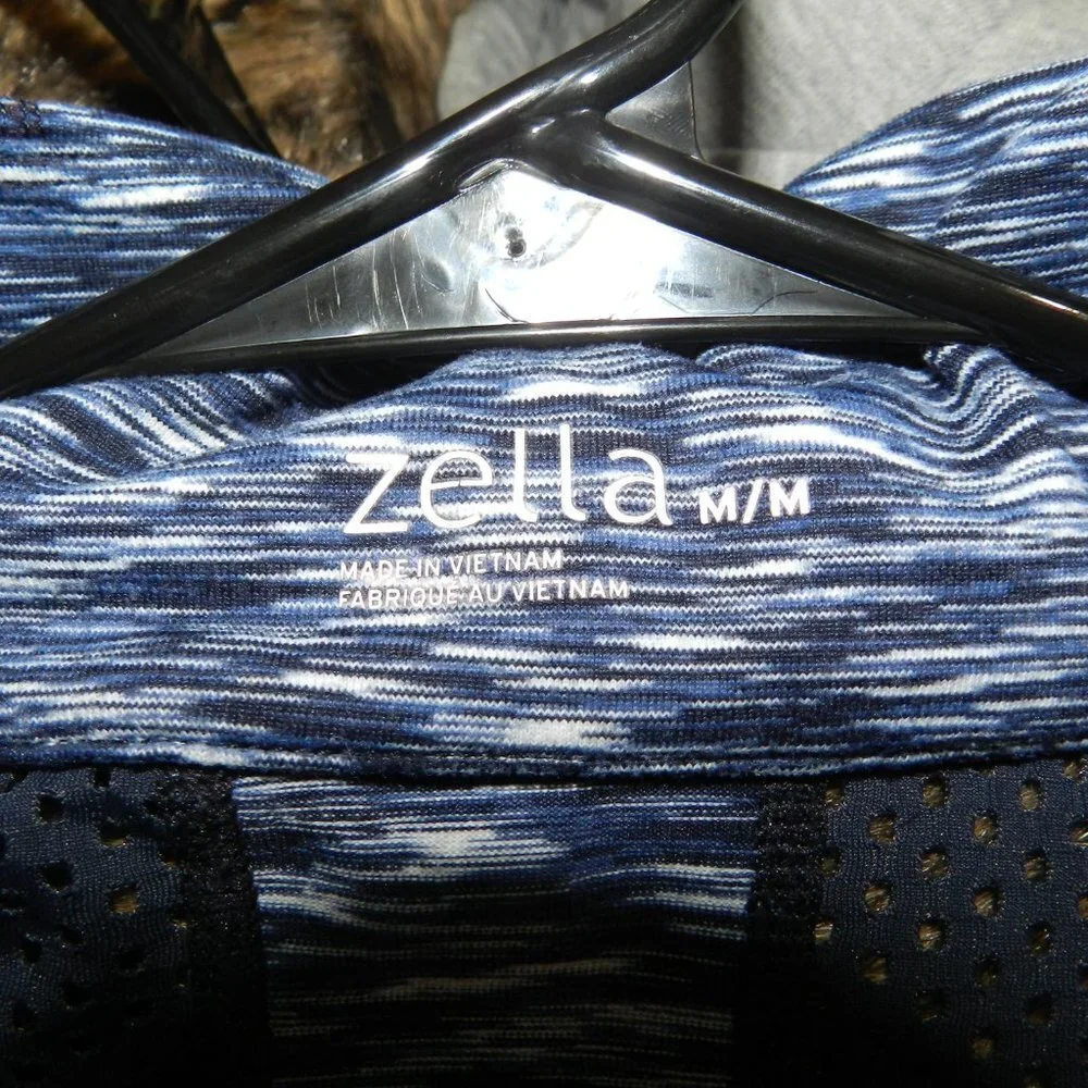 Zella Women Navy Blue Heather Zip Up Fitted Workout Thumbhole Jacket Size Medium - Picture 8 of 8